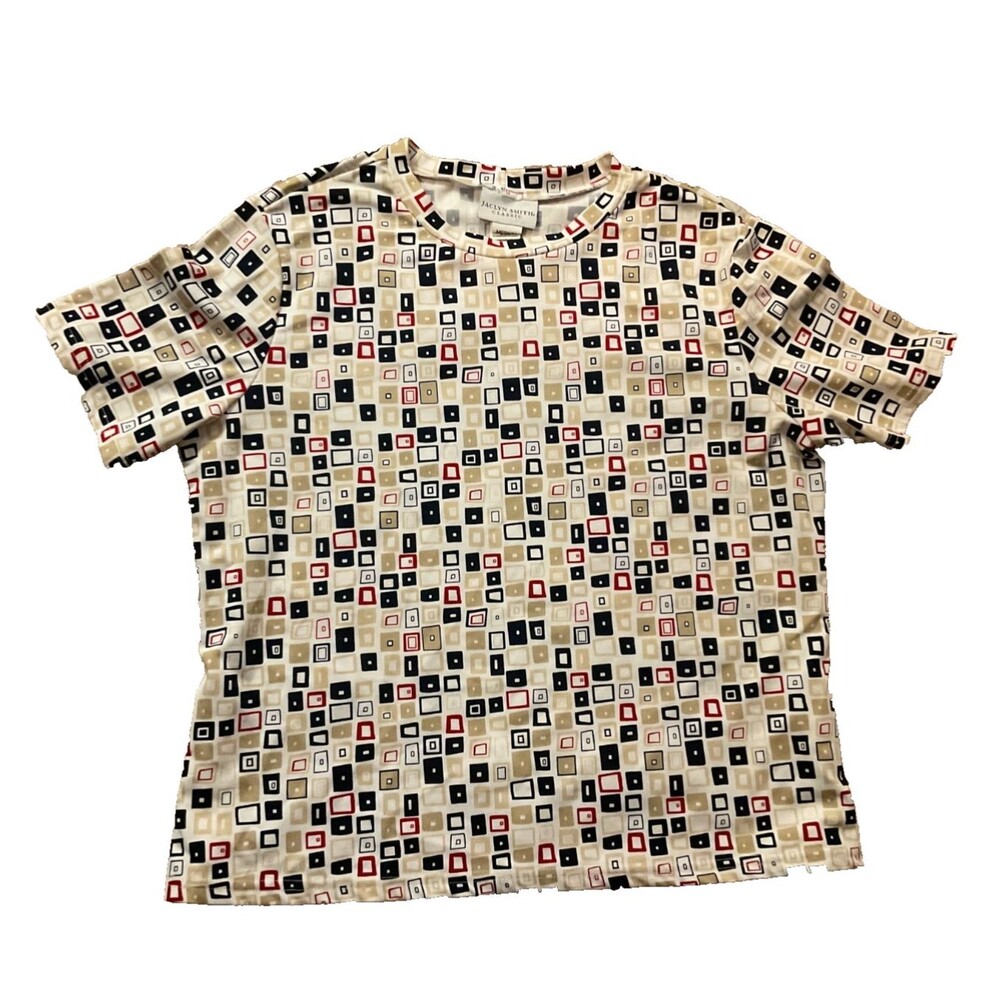 Jaclyn Smith Top Women’s Geometric Print Short Sleeve Medium